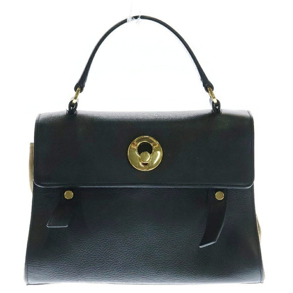 SAINT LAURENT PARIS Muse Toe Leather Handbag Black Brown - Picture 1 of 6
